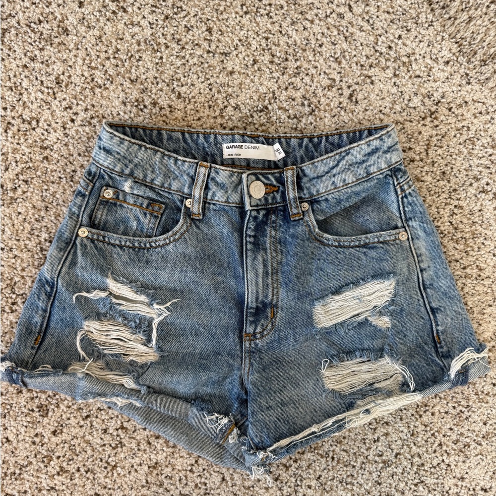 Garage Denim Distressed Women Shorts High Rise “Mom” Style